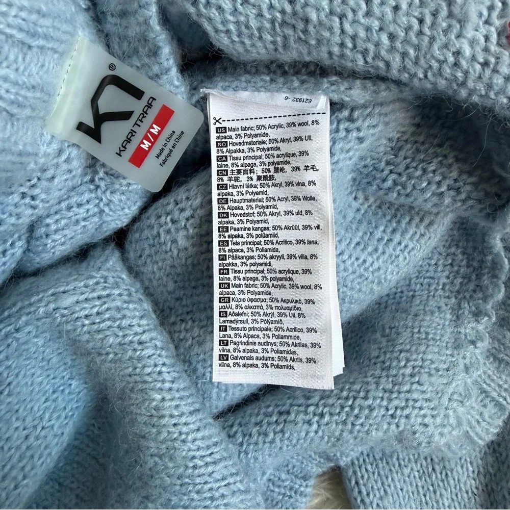 Kari Traa Ringheim Knit Sweater blue orange fair isle alpaca wool blend - Picture 8 of 8